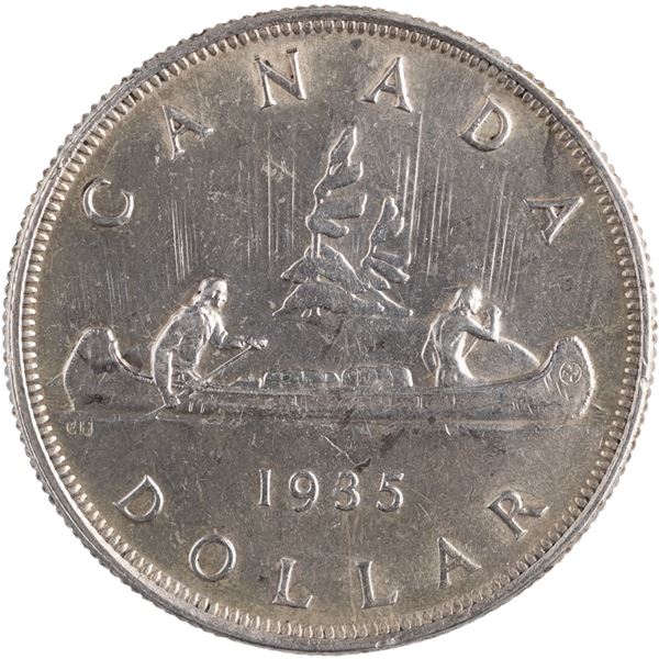 Canada 1935 SWL Short Water Line Silver Dollar