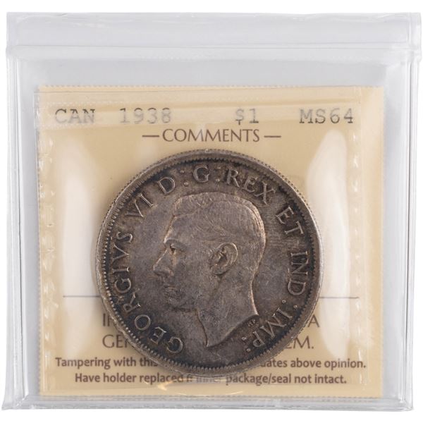 Canada 1938 Silver Dollar