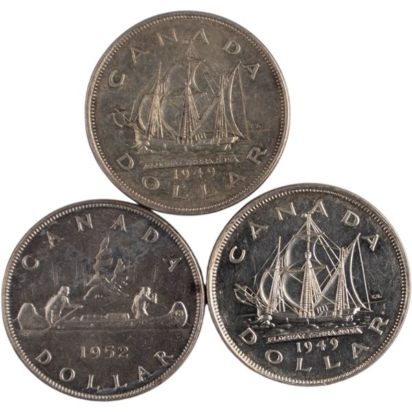Canada 1949-52 Silver Dollars (3 Pieces)