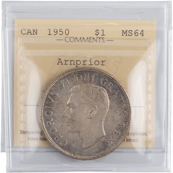 Canada 1950 Arnprior Silver Dollar