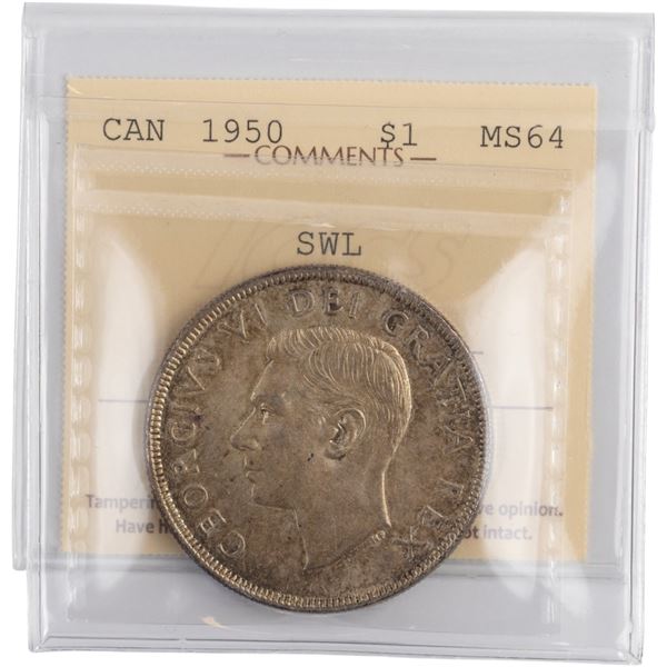 Canada 1950 SWL Silver Dollar