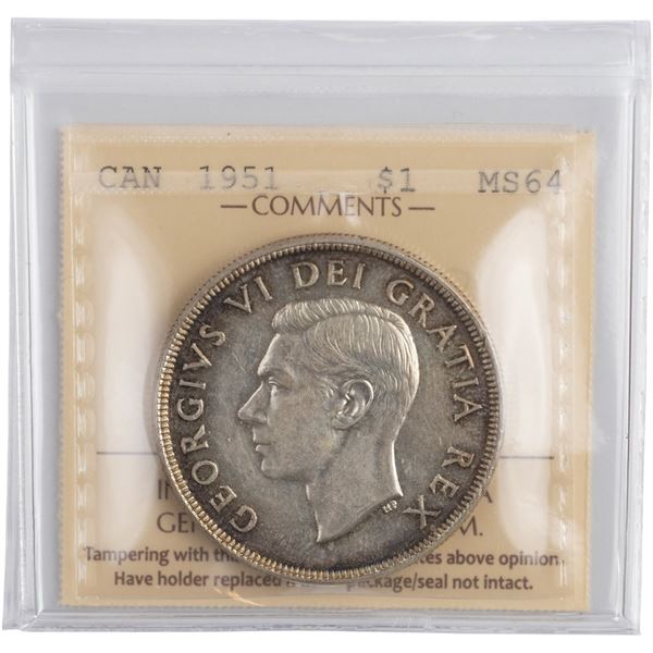 Canada 1951 Silver Dollar