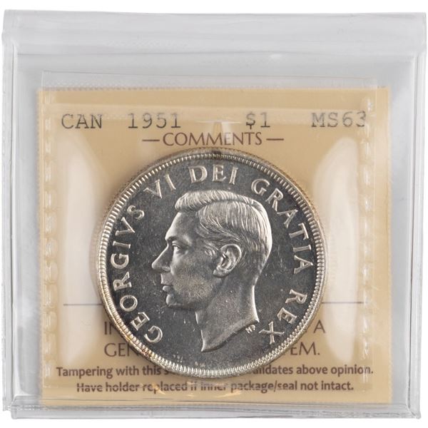 Canada 1951 Silver Dollar