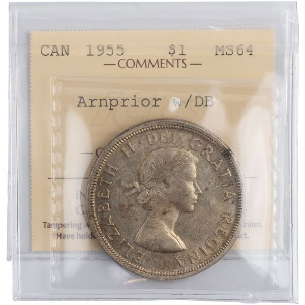 Canada 1955 Arnprior with Die Break Silver Dollar