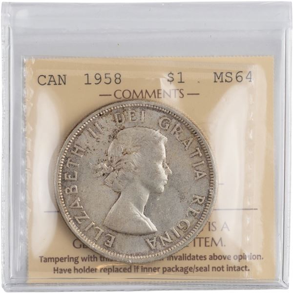 Canada 1958 Silver Dollar