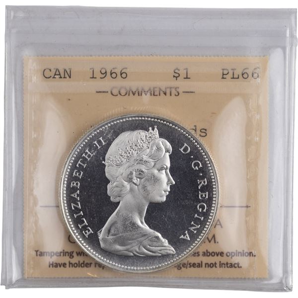 Canada 1966 Silver Dollar Proof Like Large Beads Heavy Cameo