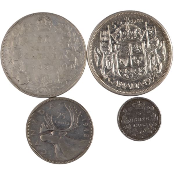 Canada 1883-1958 Silver (4 Pieces)