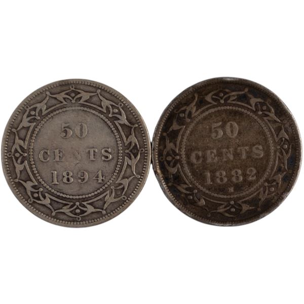 Canada 1882H, 1894 Newfoundland 50 Cents (2 Pieces)