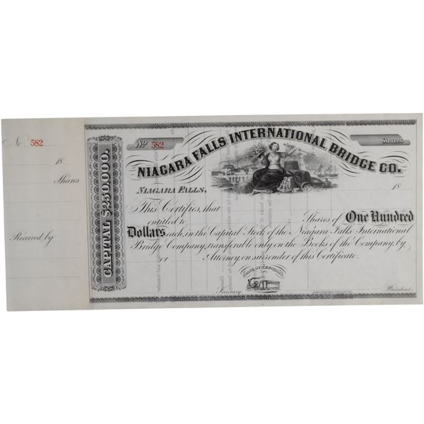 Canada Niagara Falls International Bridge Company $100 Dollars Stock Certificate