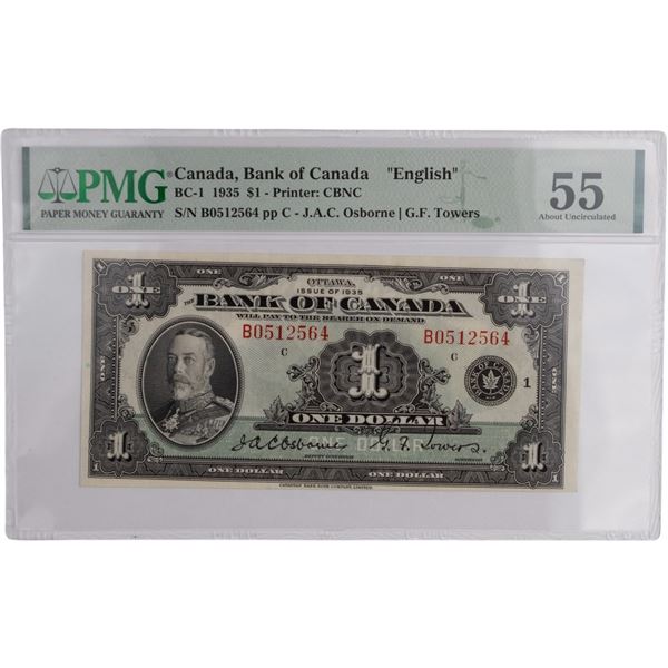 Bank of Canada 1935 $1 Banknote English BC-1b