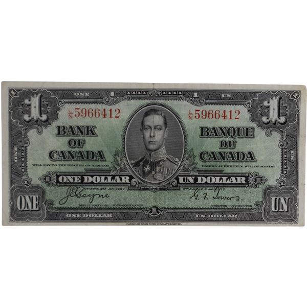 Bank of Canada 1937 $1 Banknote Coyne-Towers L/N BC-21d