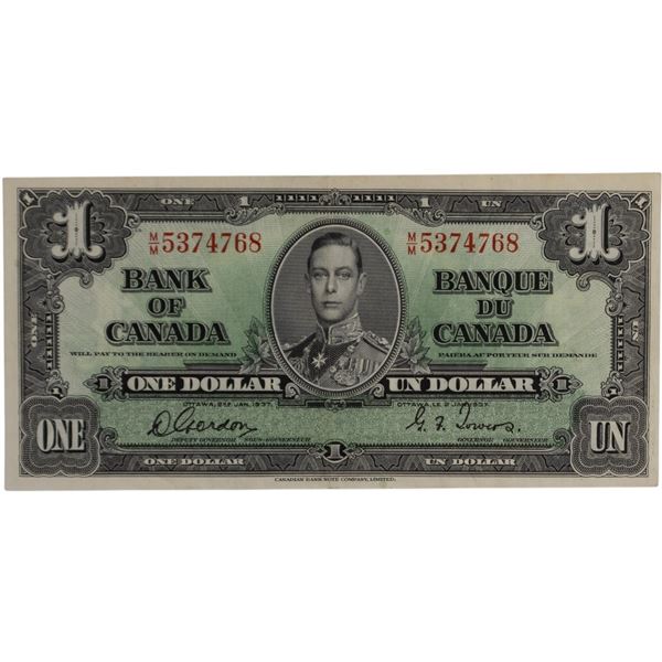 Bank of Canada 1937 $1 Banknote Gordon-Towers M/E BC-21c