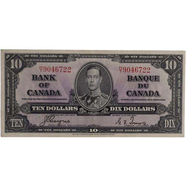 Bank of Canada 1937 $10 Banknote Coyne-Towers H/T BC-24c