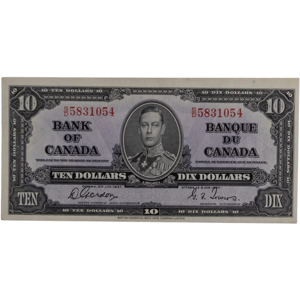 Bank of Canada 1937 $10 Banknote Gordon-Towers S/D BC-24b