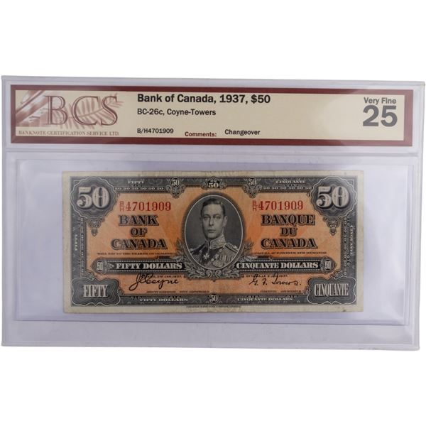 Canada 1937 $50 Banknote BC-26c