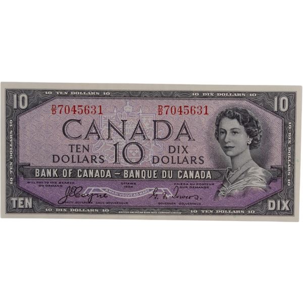 Bank of Canada 1954 $10 Devil's Hair Banknote Coyne-Tower D/D BC-32a