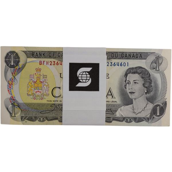 Bank of Canada 1973 $1 Banknotes Crow-Bouey BC-46b Bundle (100 Pieces)