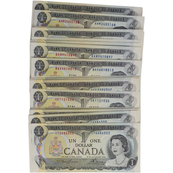 Bank of Canada 1973 $1 Banknotes. Some Runs / Sequences (126 Pieces)