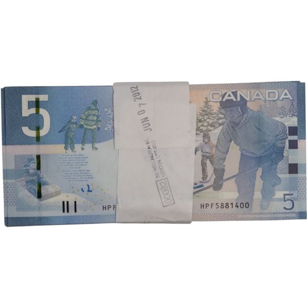 Bank of Canada $5 Banknote Jenkins-Carney BC-67b-i Bundle (100 Pieces)