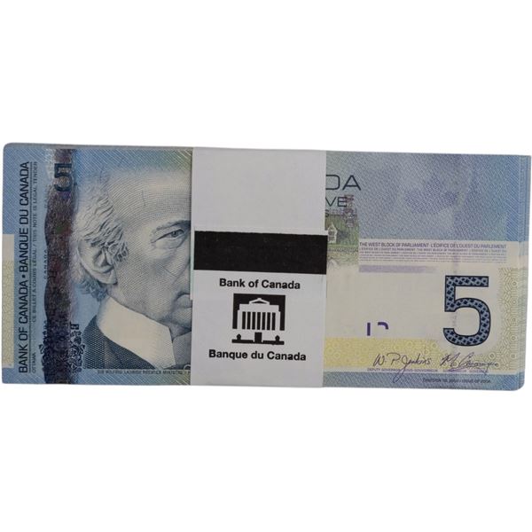 Bank of Canada 2006 $5 Banknotes Jenkins-Carney BC-67b Bundle (100 Pieces)