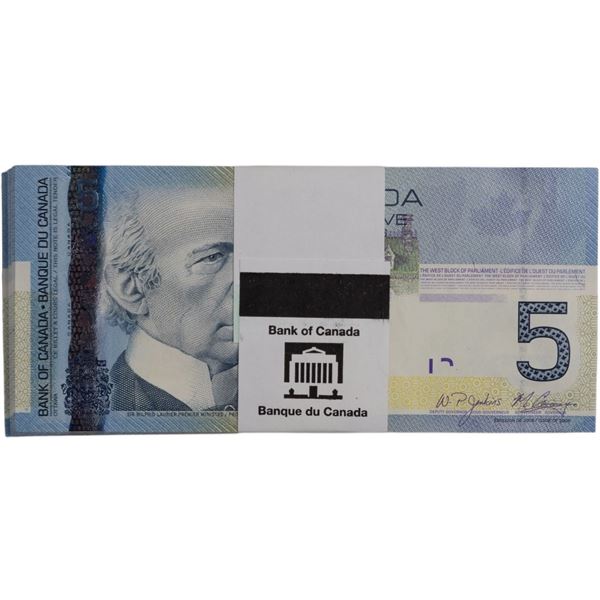 Bank of Canada 2006 $5 Banknotes Jenkins-Carney BC-67b Bundle (100 Pieces)