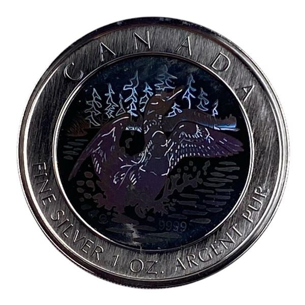 Canada 2002 Silver 5 Dollars Hologram Loon 1 oz
