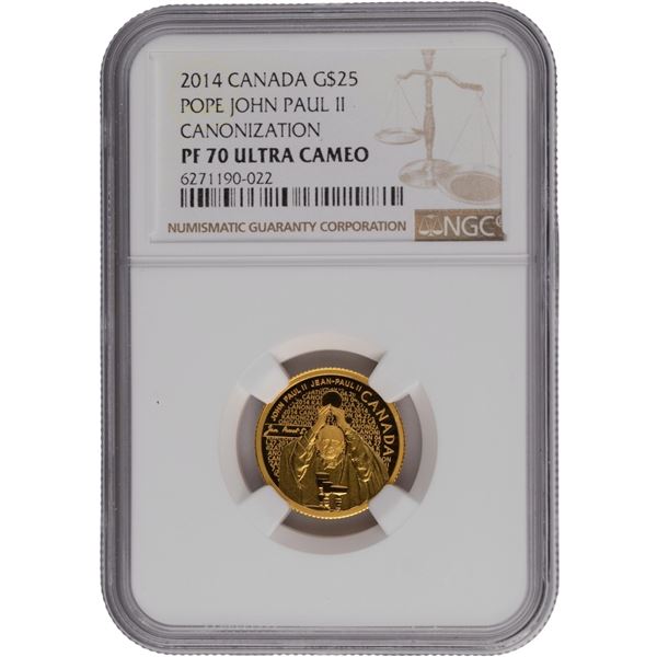Canada 2014 $25 Pope John Paul II Canonization Gold Coin