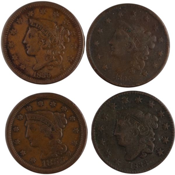 United States 1833-55 Liberty Head Cents (4 Pieces)