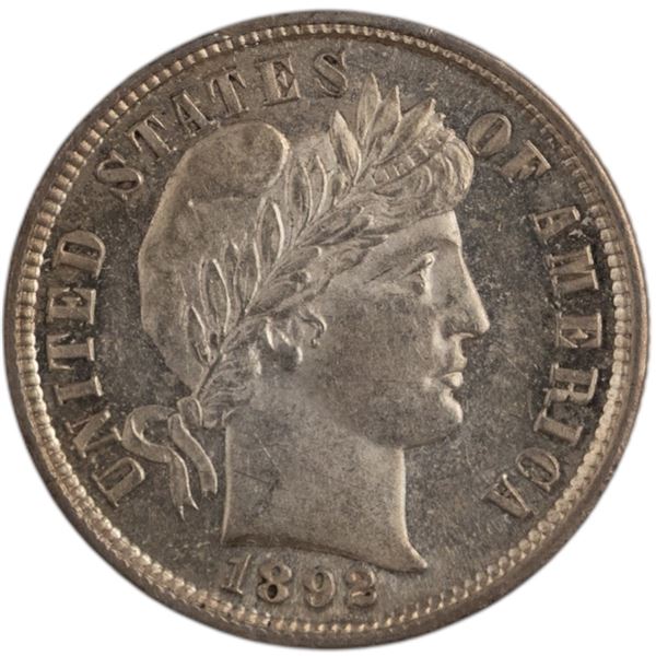 United States 1892 Silver Barber Dime 10 Cents