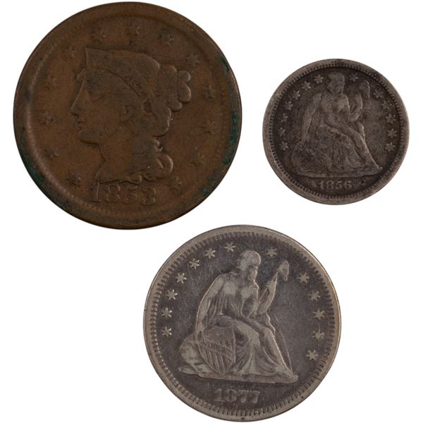 United States 1853-1877 Coin Lot (3 Pieces)
