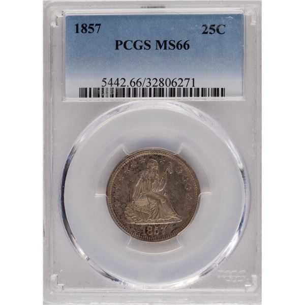 United States 1857 25 Cents Seated Liberty Quarter