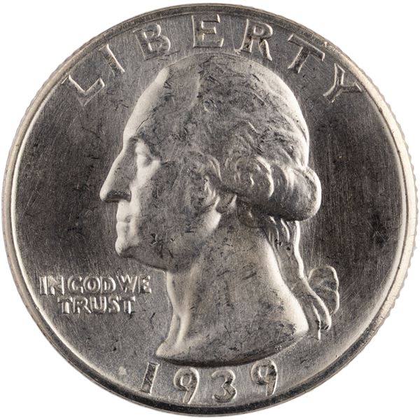 United States 1939 D/D 25 Cents Washington Silver Quarter