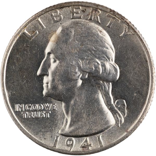 United States 1941 D/D 25 Cents Washington Silver Quarter