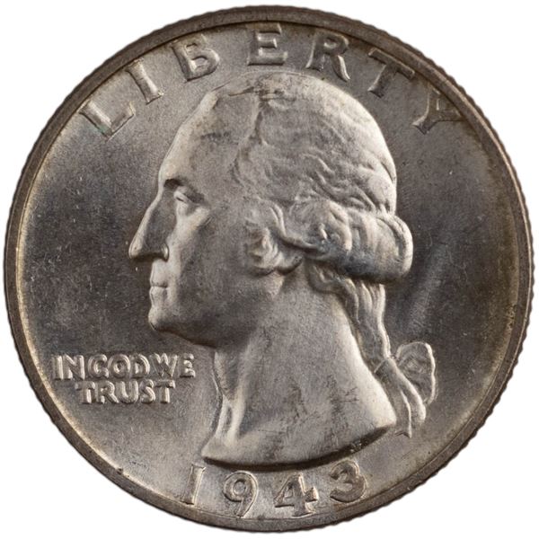 United States 1943 Washington Silver Quarter 25 Cents Mint Error D.D.O.