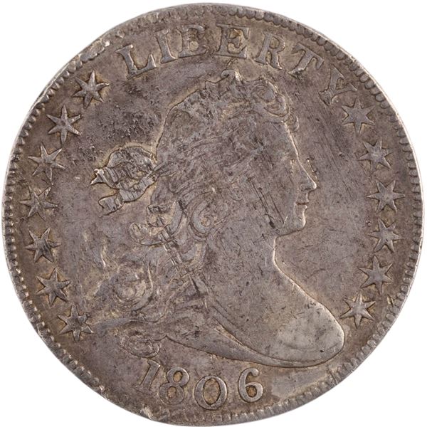 United States 1806 50 Cents Knobbed 6 Small Stars Stem Draped Bust Half Dollar