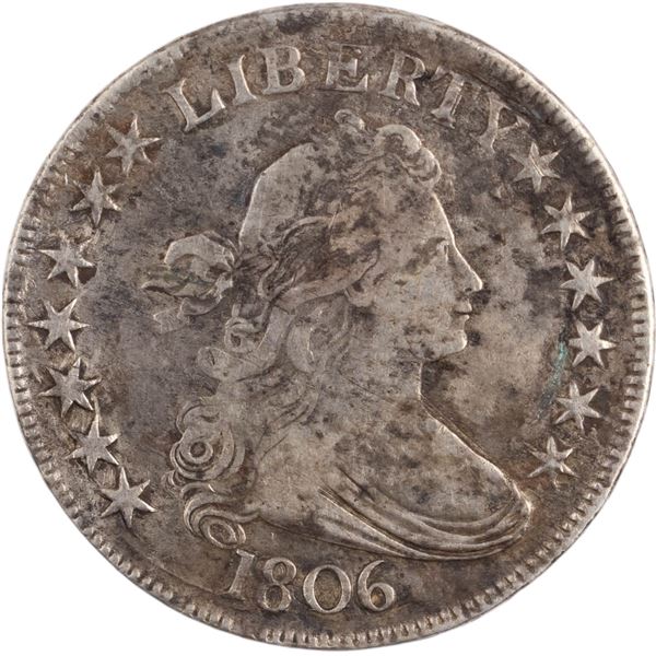 United States 1806 50 Cents Pointed 6 Small Stars Stem Draped Bust Half Dollar