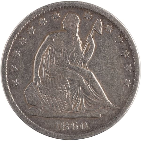 United States 1860-S Silver 50 Cents Seated Liberty Half Dollar