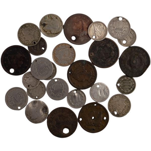 United States 100 Year Old Holed Coins (26 Pieces)