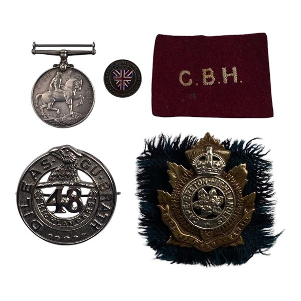Canada WW1 British War Medal & Badges 35th Canadian Infantry
