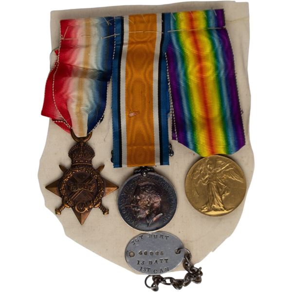 Canada WW1 Medal Trio - Sgt Burt 13 Batt 1st CAN KIA