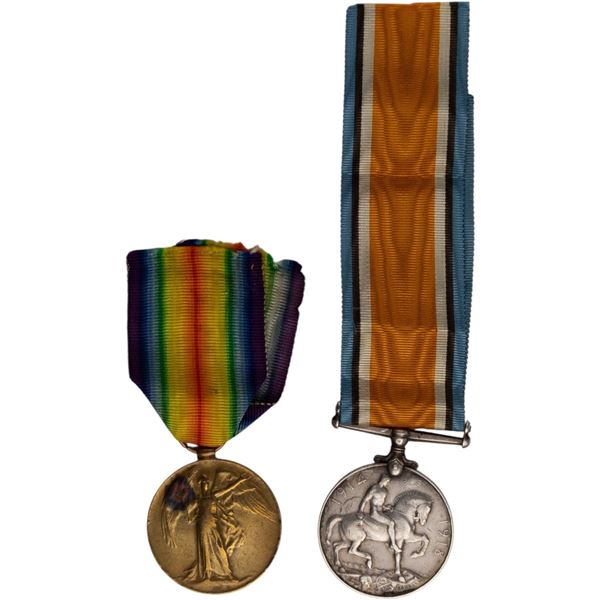 Great Britain WW1 British Medal Pair Pte Chilcott Machine Gun Corps