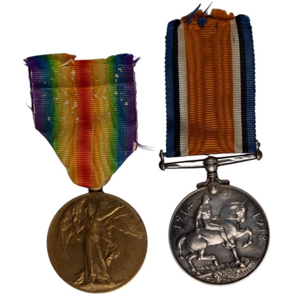 Great Britain WW1 British Medal Pair Pte Mc-Laren Manchester Regiment