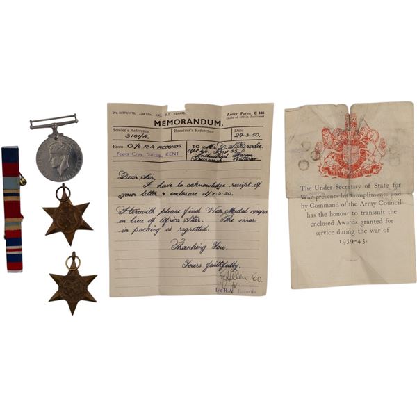 Great Britain WW2 British Medal Group 1939-45 Star, Africa Star, War Medal