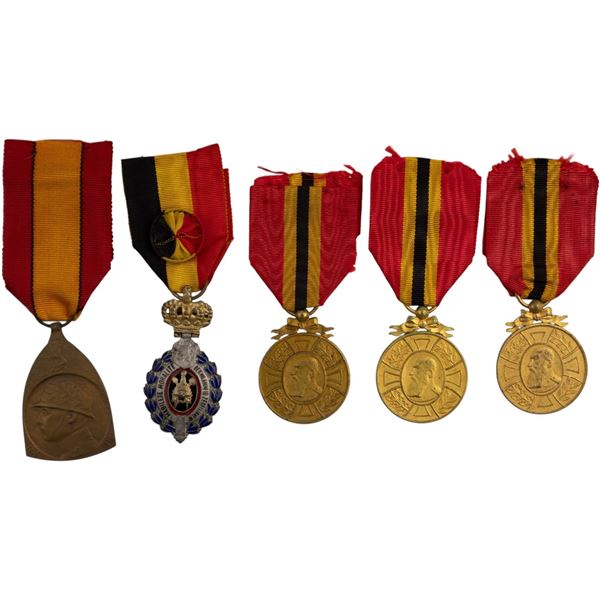 Belgium WW1 Lot of Medals 1914-18 Commemorative War Medal, Leopold Commemorative etc