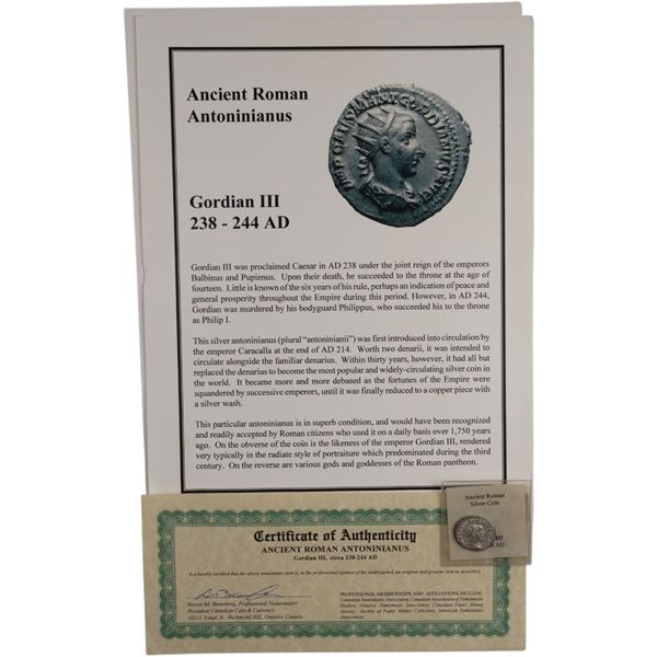Ancient Roman Imperial AD 238-44 Roma AR Denarius