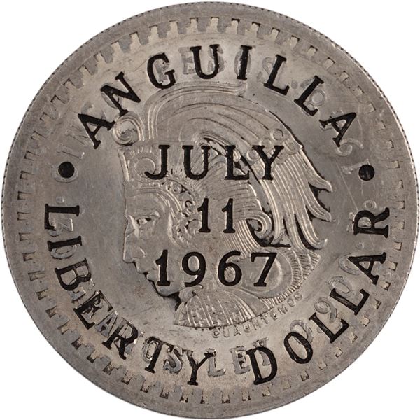Anguilla 1967 Silver Liberty Dollar Counterstamp on Mexico 5 Pesos 1948