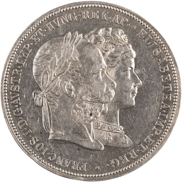 Austria 1879 Silver 2 Gulden Silver Wedding Jubilee