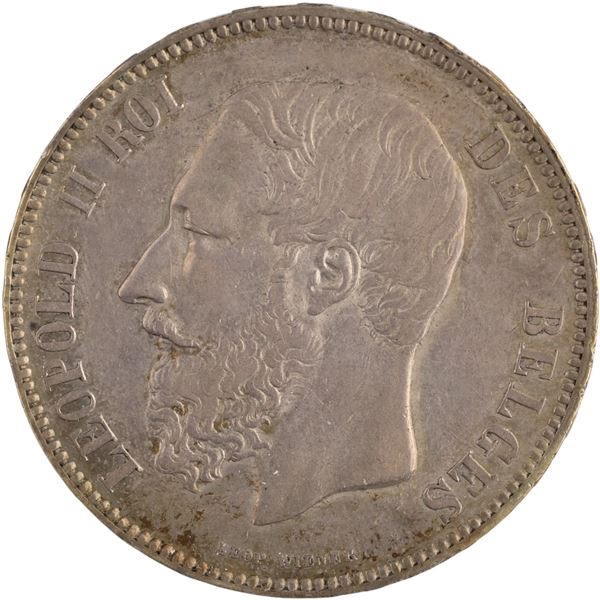 Belgium 1867 Dot Silver 5 Francs Key Date
