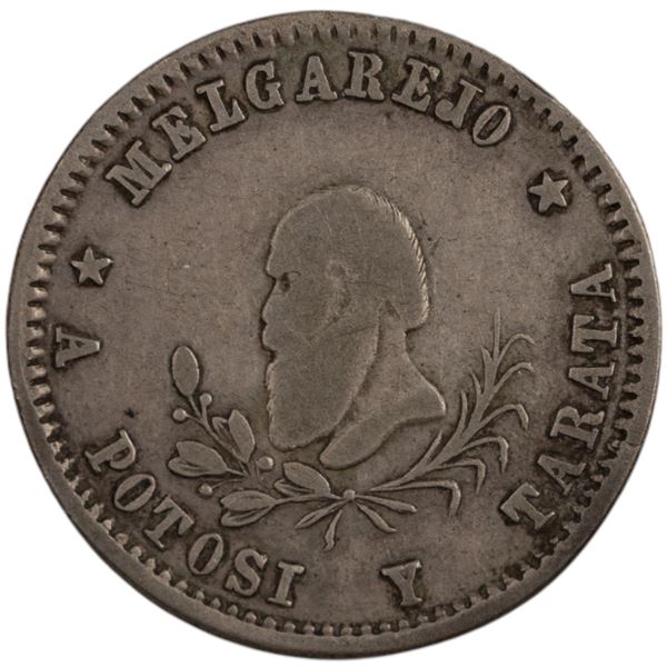 Bolivia 1868 Silver 1/4 Melgarejo Potosi y Tarata