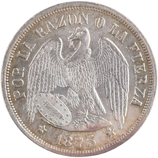 Chile 1875 So Silver 1 Peso